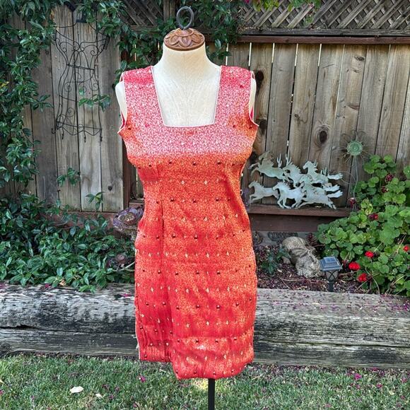 Kurti Top Style Red Dress Tunic Kurta Women's See Measurements Handmade Altered - Picture 1 of 14